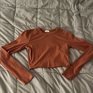 Cotton On Terracotta Long Sleeve Crop Top